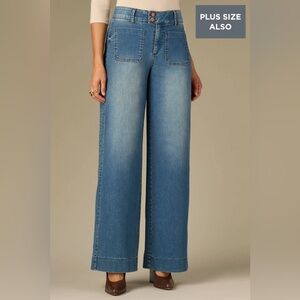 Wit & Wisdom Blue HIGH RISE EMMA WIDE LEG JEANS WITH SIDE PANELS